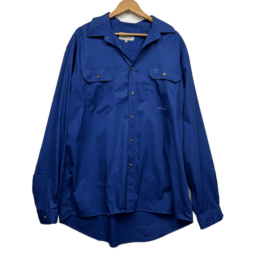 Just Country Mens Long Sleeve Workshirt Size 2XL Blue