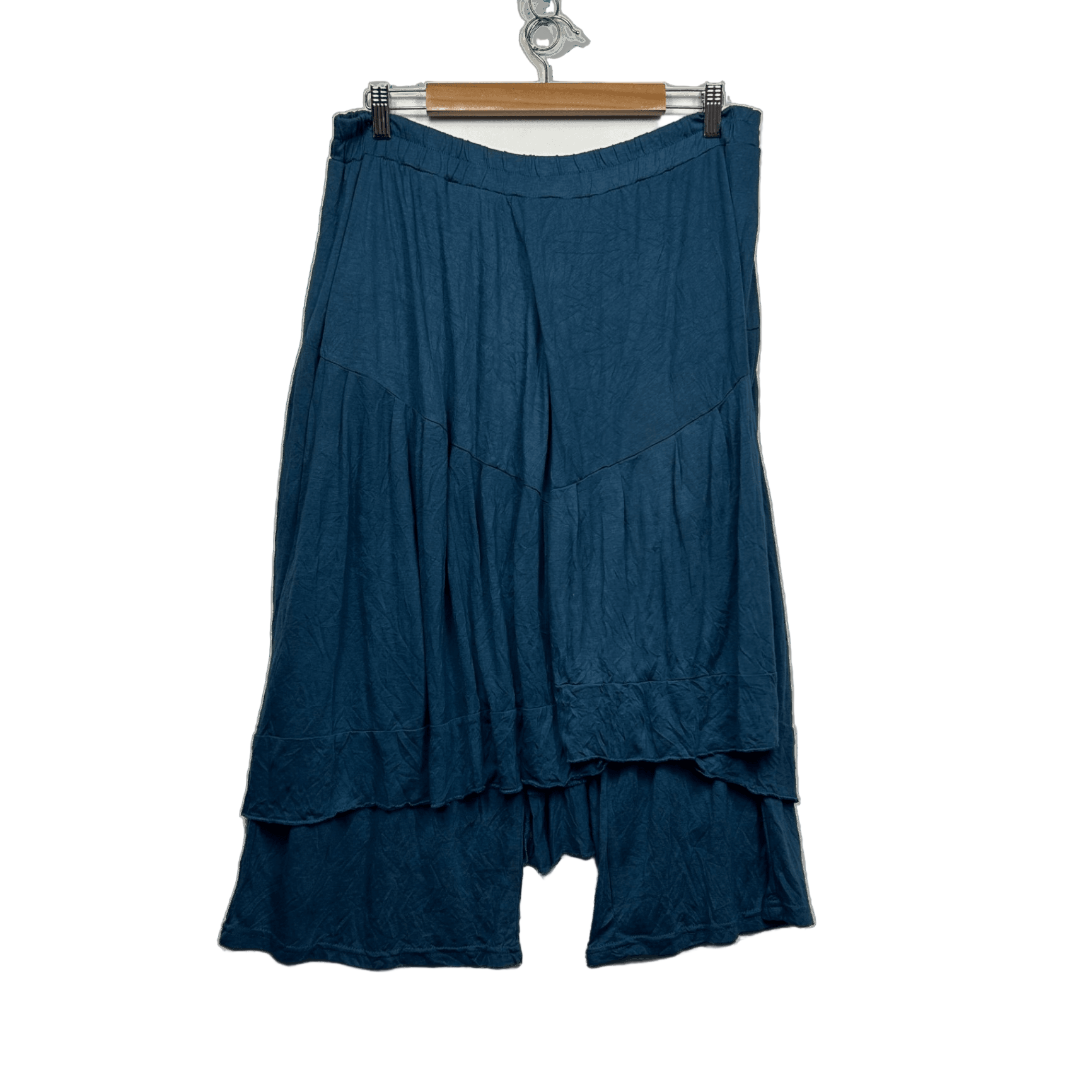 Cotton Village Pants Size 12 14 Blue Boho Skirt Overlay Wide Leg Culottes Cotton