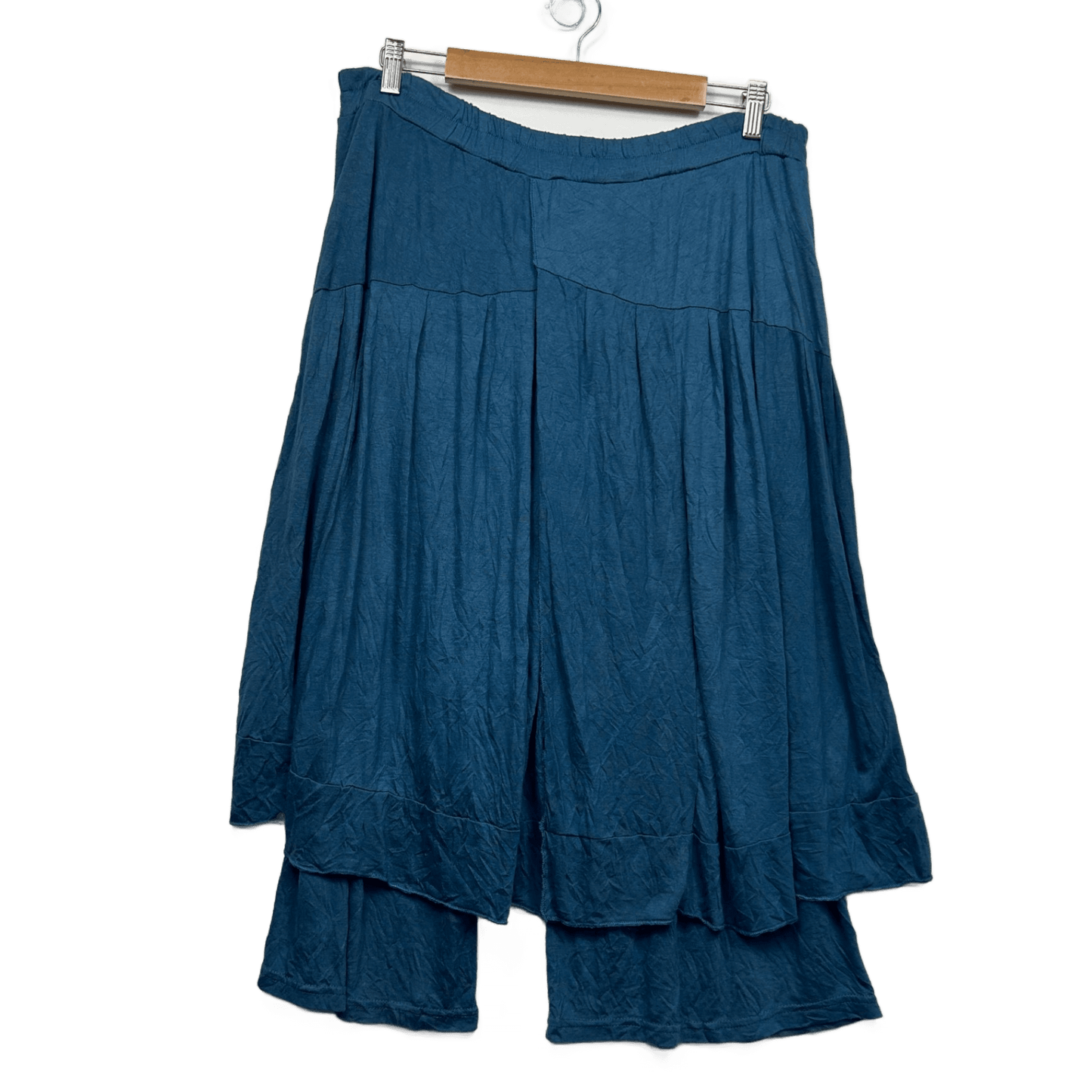 Cotton Village Pants Size 12 14 Blue Boho Skirt Overlay Wide Leg Culottes Cotton