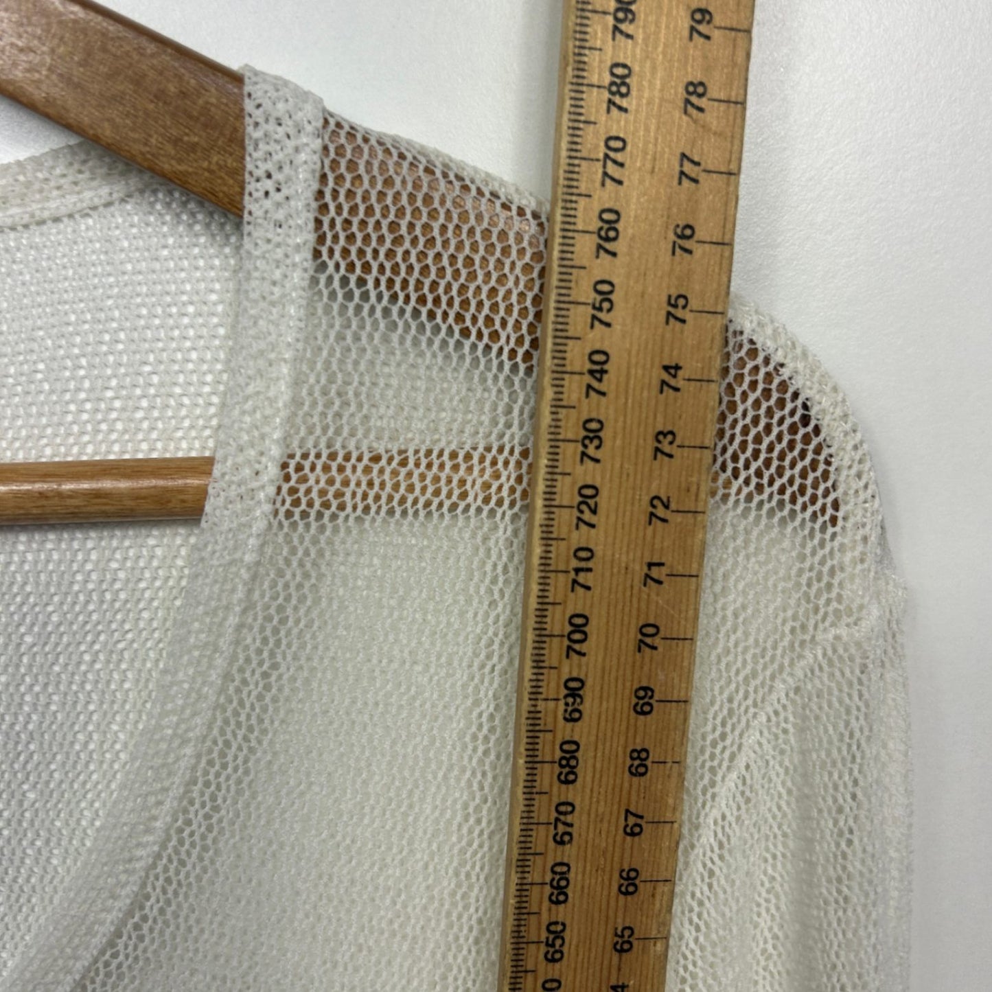 Taking Shape Sheer Mesh Knit Top Size 20 Large Plus White Long Sleeve Layering