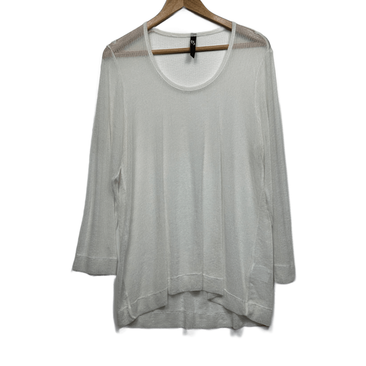 Taking Shape Sheer Mesh Knit Top Size 20 Large Plus White Long Sleeve Layering