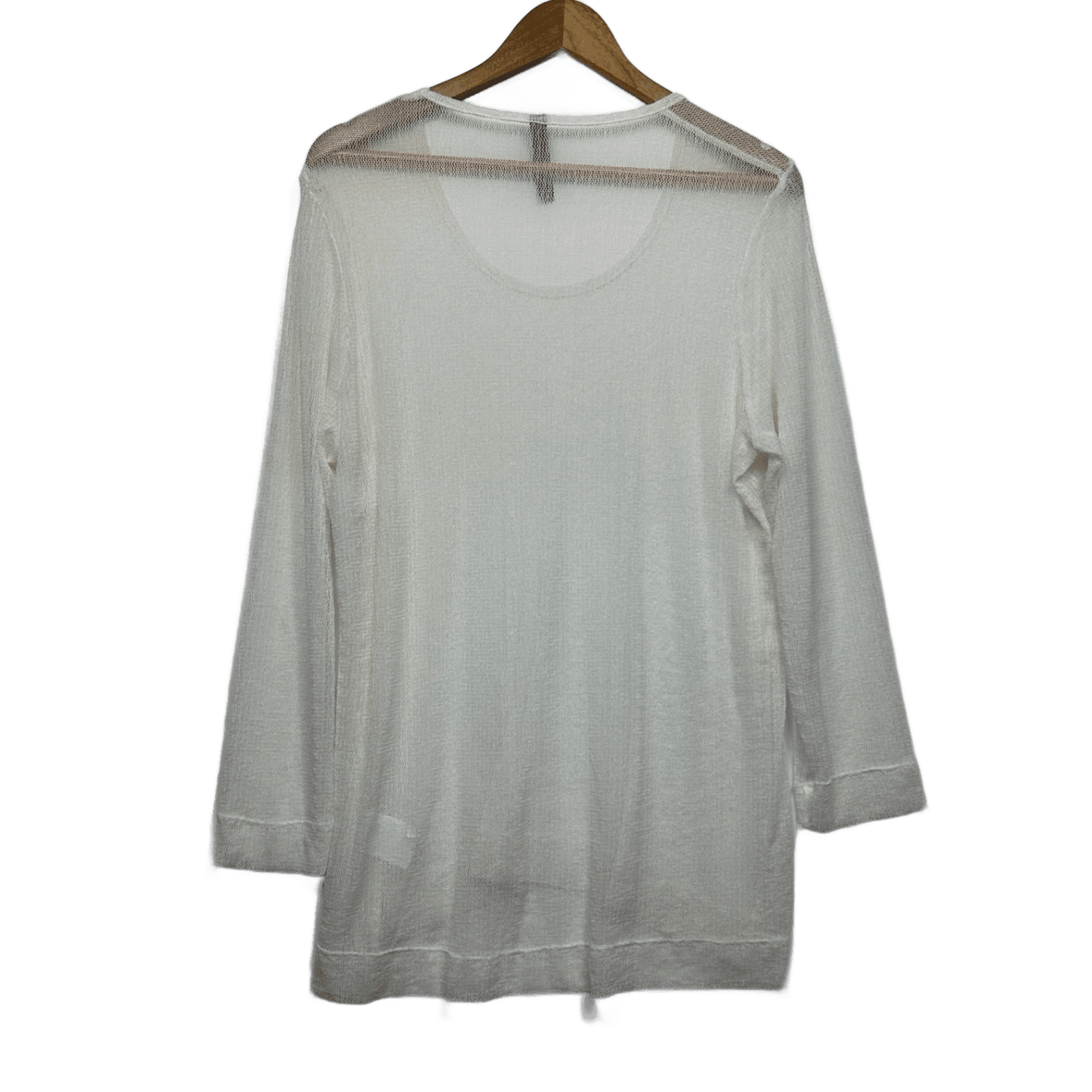 Taking Shape Sheer Mesh Knit Top Size 20 Large Plus White Long Sleeve Layering