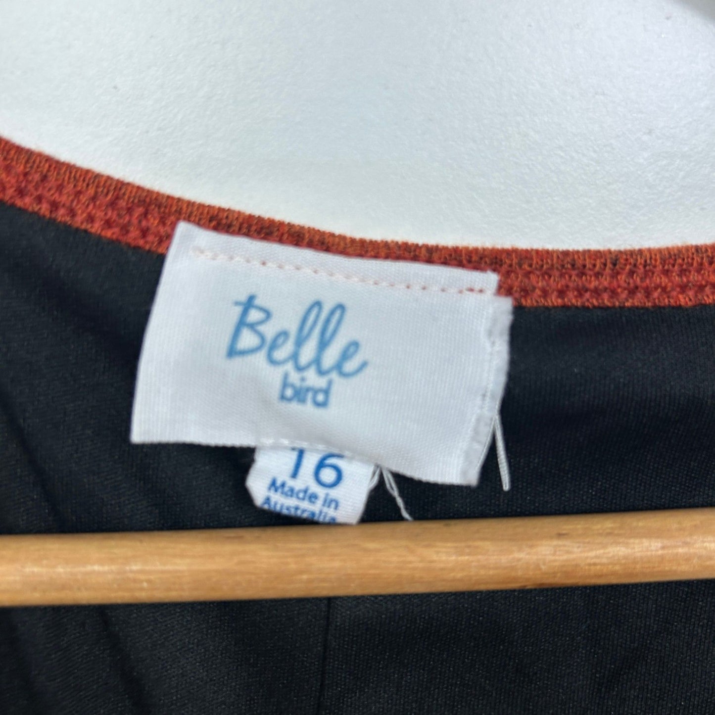 Belle Bird Knit Midi Dress Size 16 Rust Orange Long Sleeve Belted Birdsnest