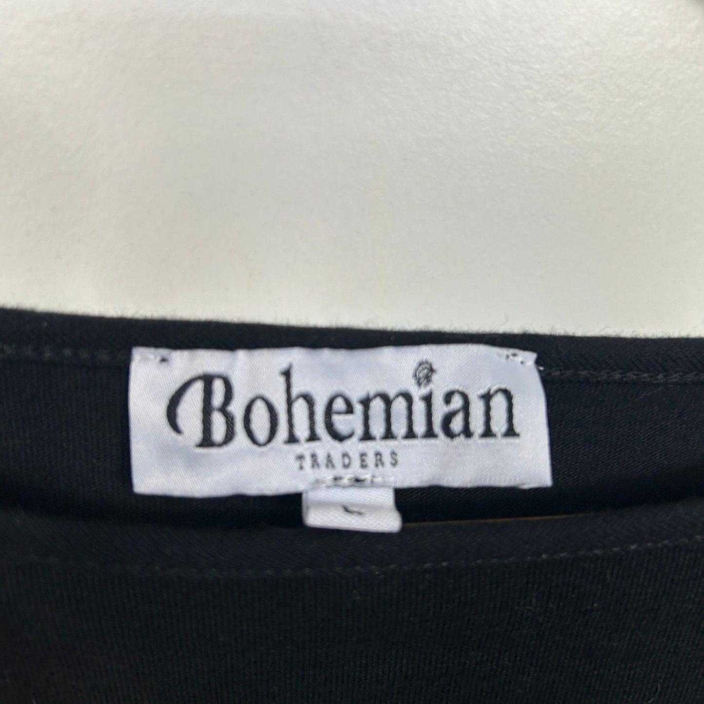 Bohemian Traders Casual Top Size 14 Large Black Long Sleeve 100% Cotton Hi Low