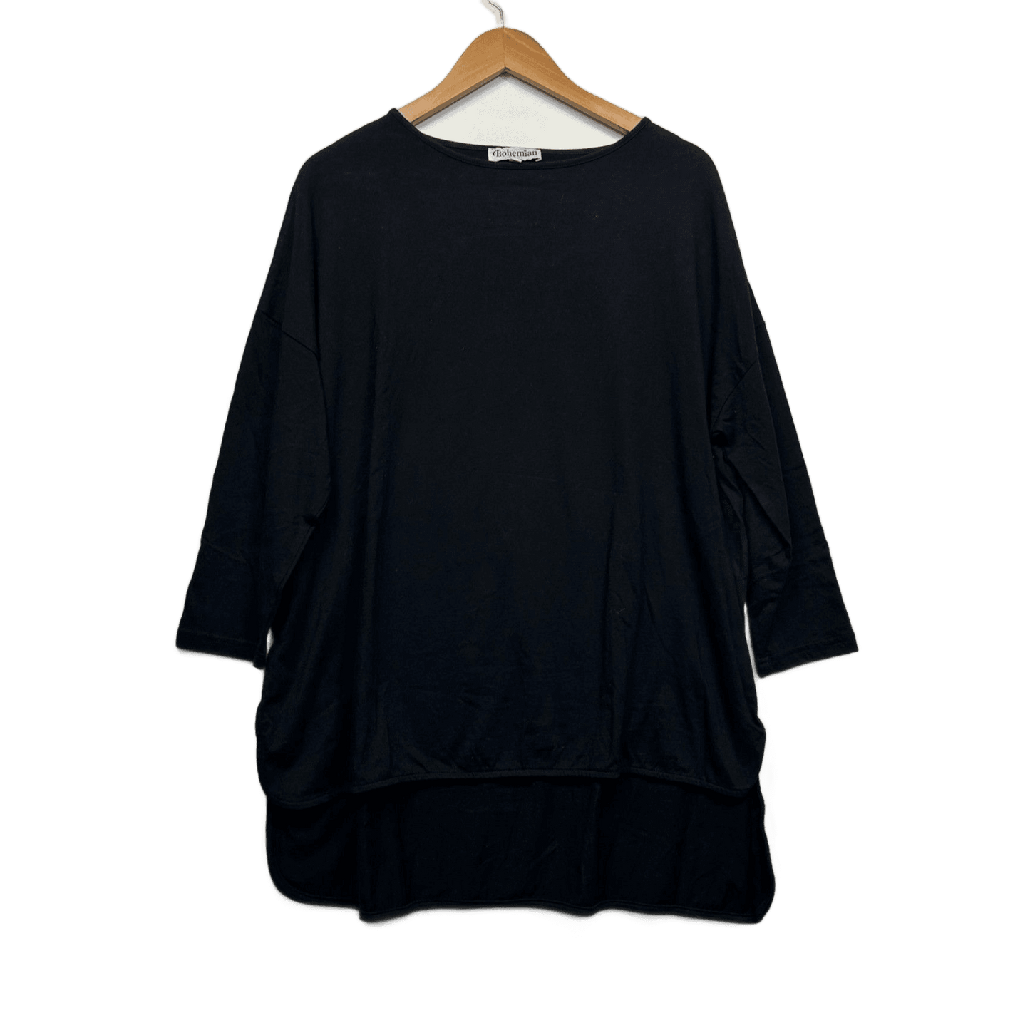 Bohemian Traders Casual Top Size 14 Large Black Long Sleeve 100% Cotton Hi Low