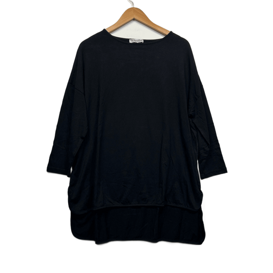 Bohemian Traders Casual Top Size 14 Large Black Long Sleeve 100% Cotton Hi Low