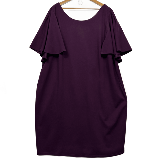 Autograph Pencil Dress Size 26 Flutter Short Sleeve Plum Cocktail Thick