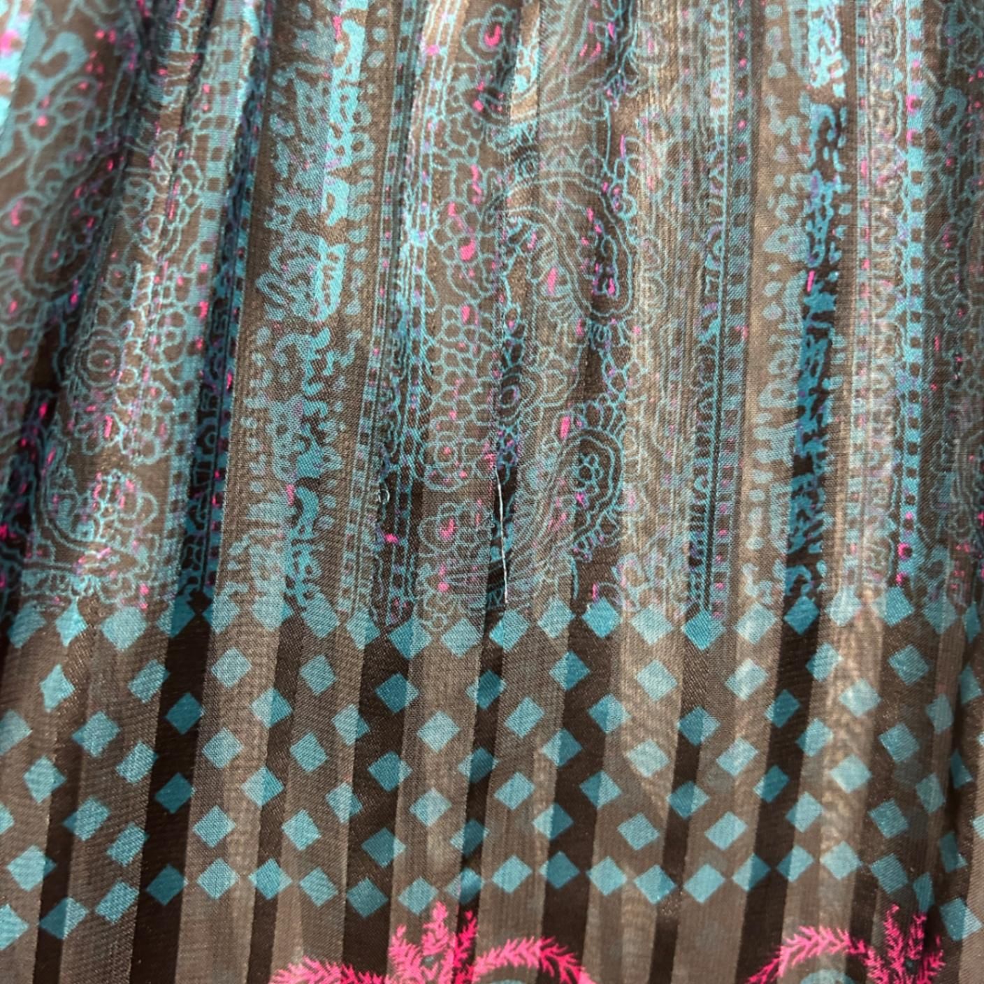 Boho Sheer Tunic Top Black Teal Velvet Trim Y2K 90s Witchy Festival Goth Size 14