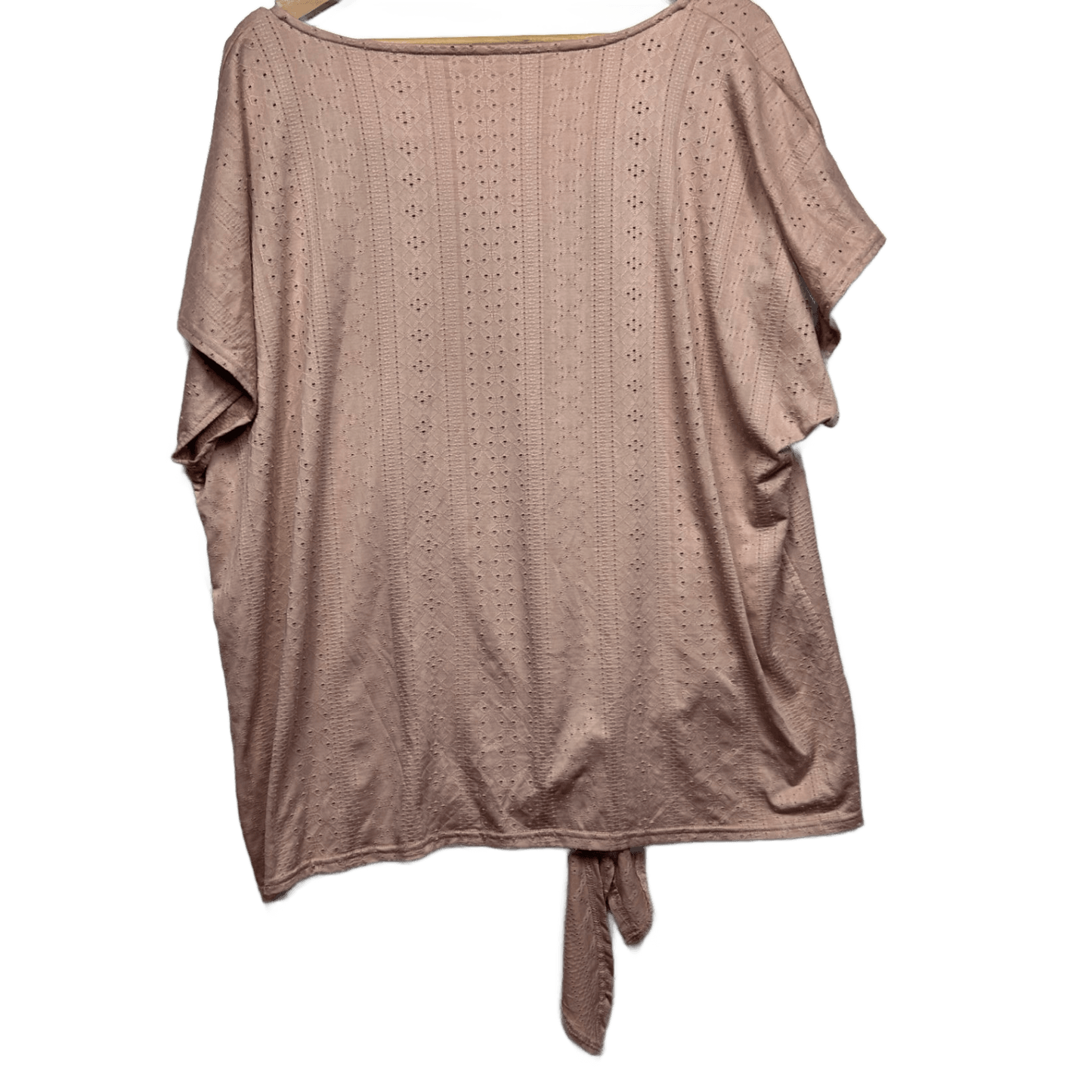 Pink Top Size 16 18 V Neck Short Sleeve Crochet Embroidered