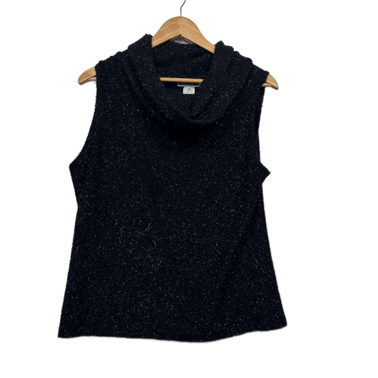 Vintage Sussan Top Size 14 - 16 XL Black Cowl Neck Sleeveless Metallic Y2K 90s Made in Australia