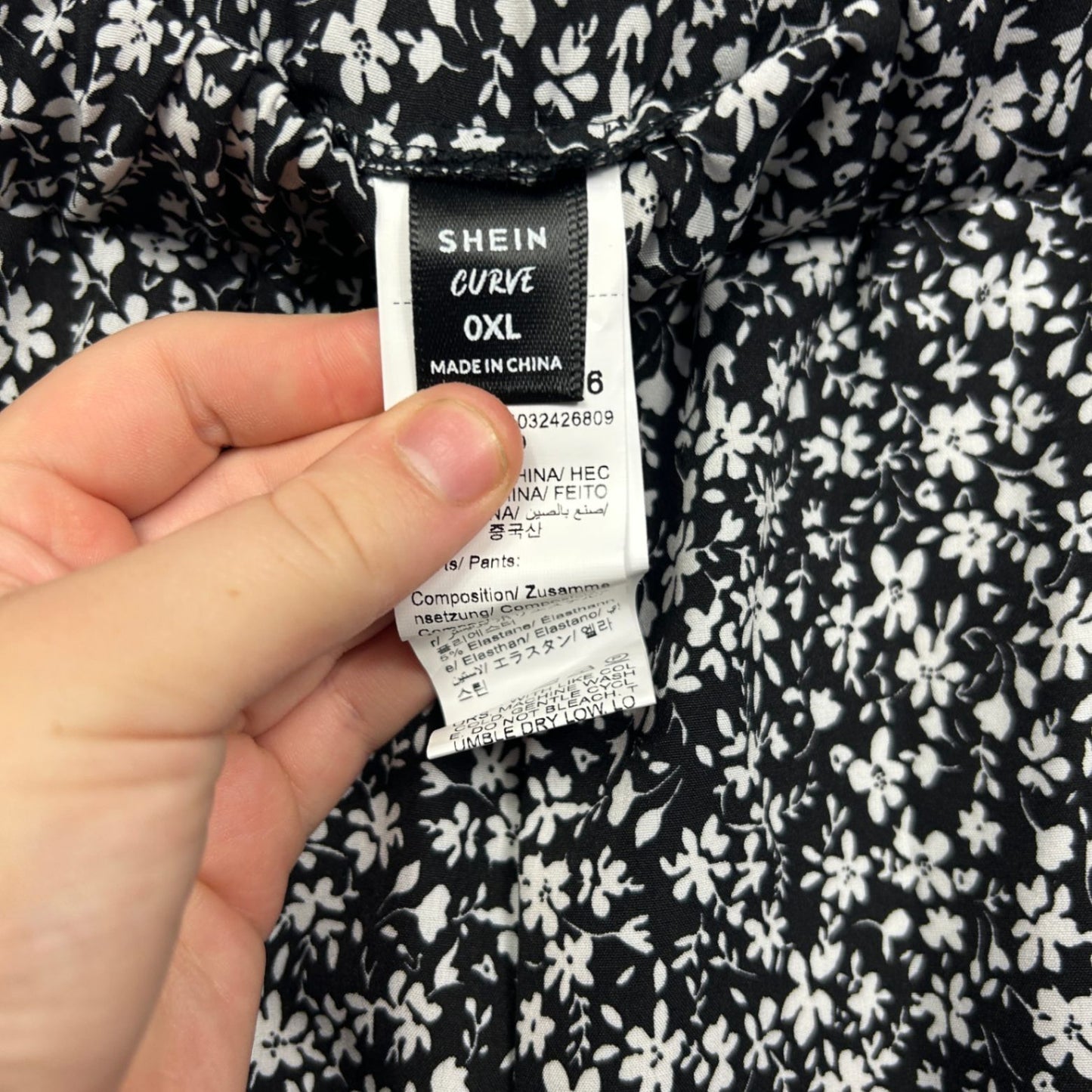 SHEIN Curve Floral Black White Wide Leg Pants Size 16 0XL