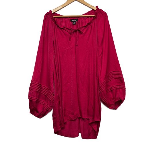 Beme Pink Top Size 24 Billow Long Sleeve Ruffle Neck