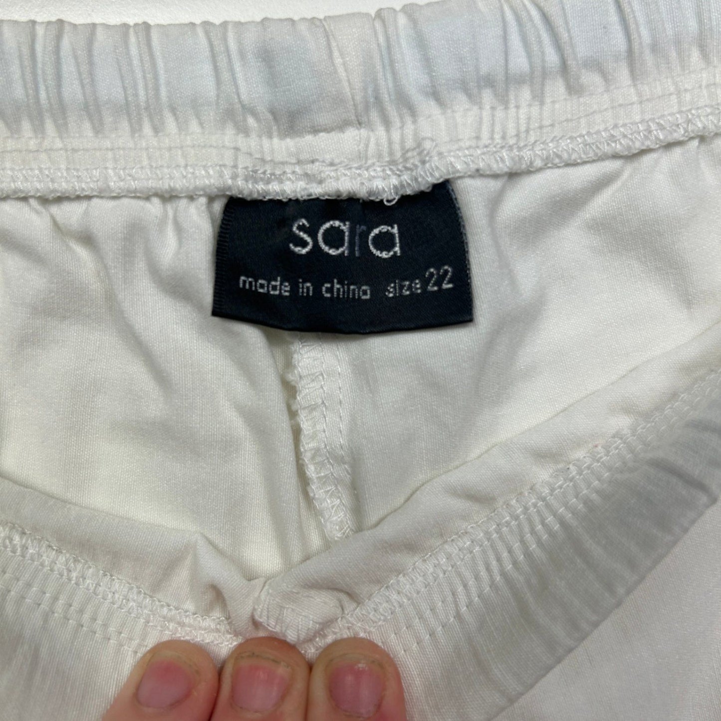 Sara White Cropped Pants Plus Pull-On Elasticated Waist Size 22
