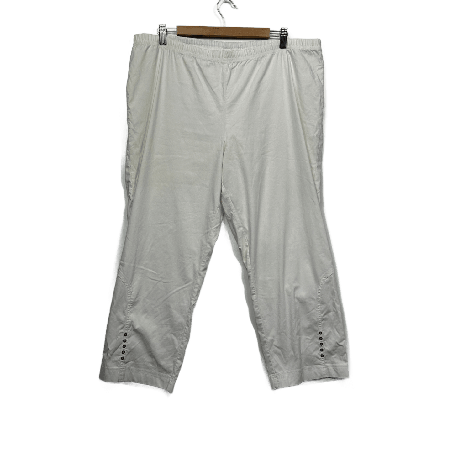 Sara White Cropped Pants Plus Pull-On Elasticated Waist Size 22