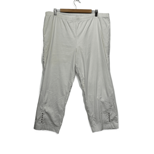 Sara White Cropped Pants Plus Pull-On Elasticated Waist Size 22