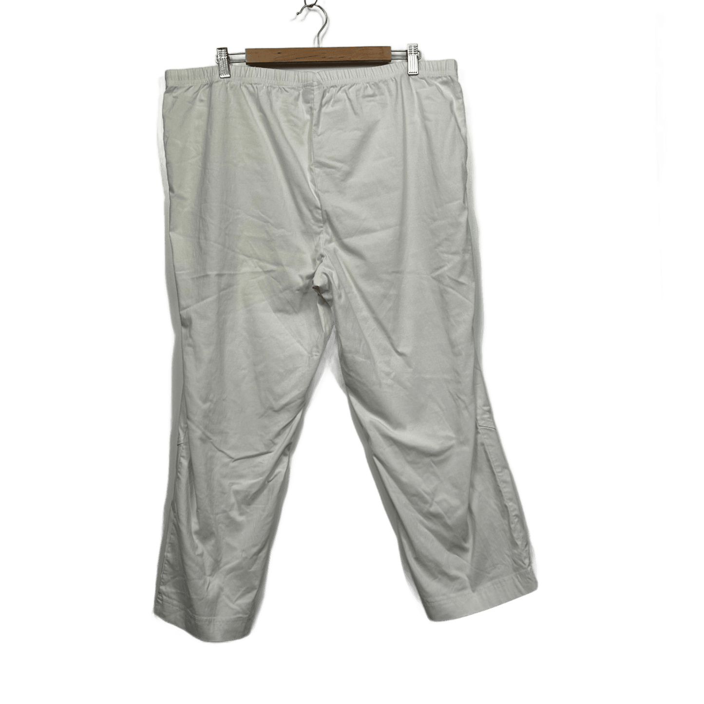 Sara White Cropped Pants Plus Pull-On Elasticated Waist Size 22