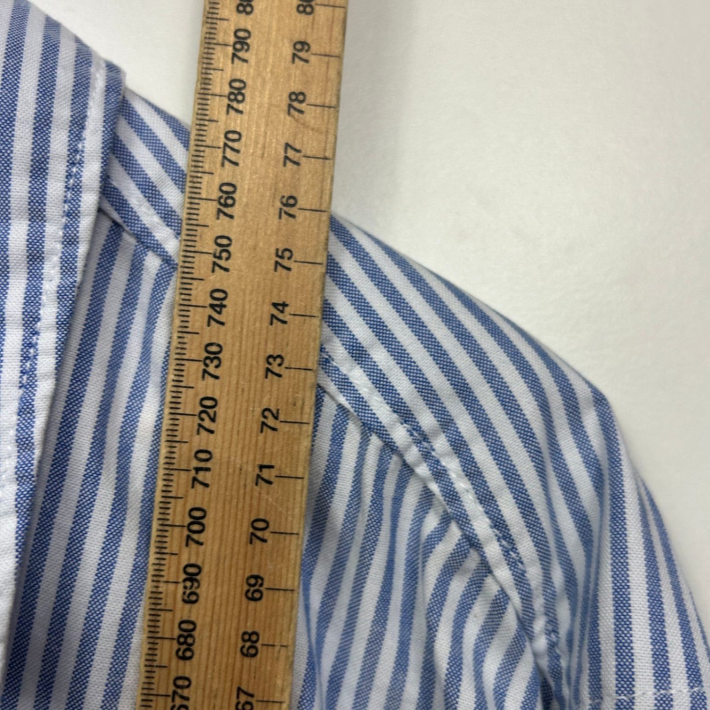 H&M Blue White Cotton Long Sleeve Collared Button-Up Shirt Top Size 14 Large