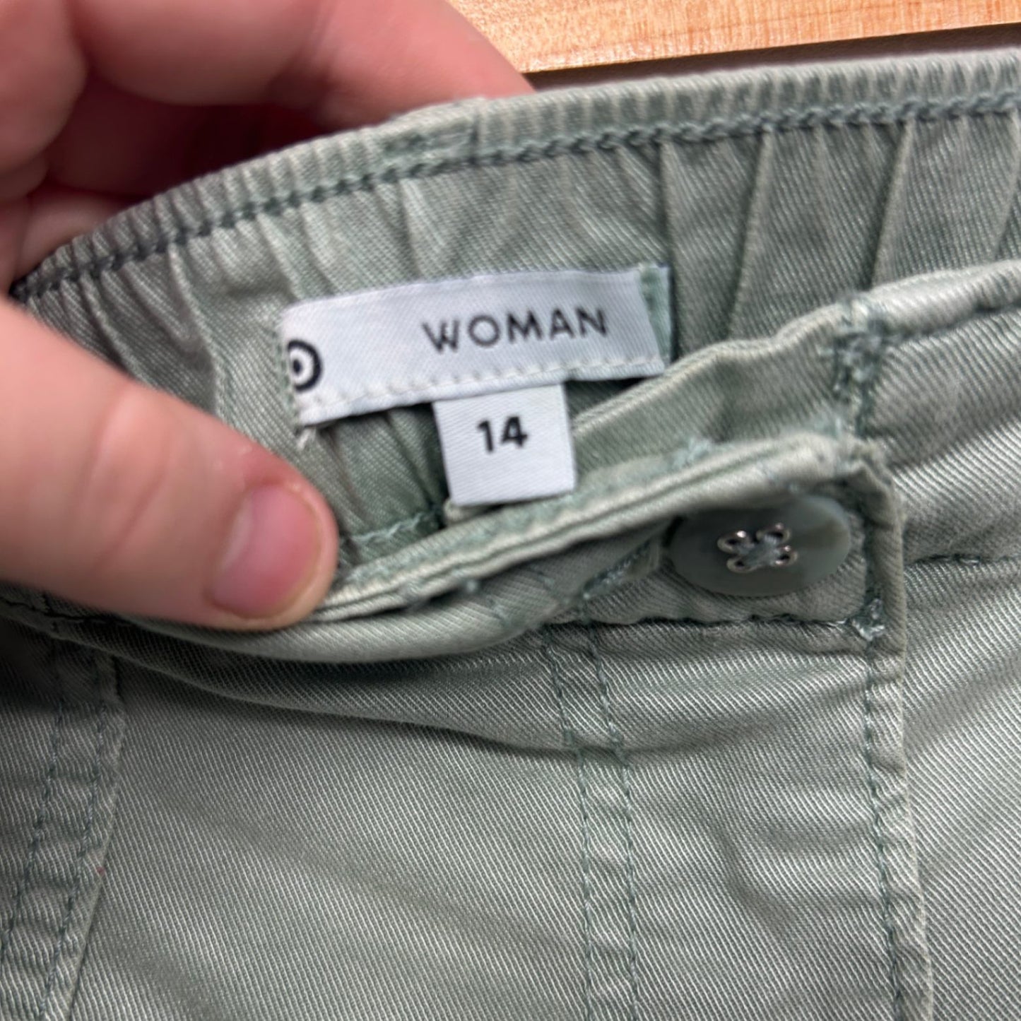 Target Woman Green Cargo Pants Cotton Casual Size 14