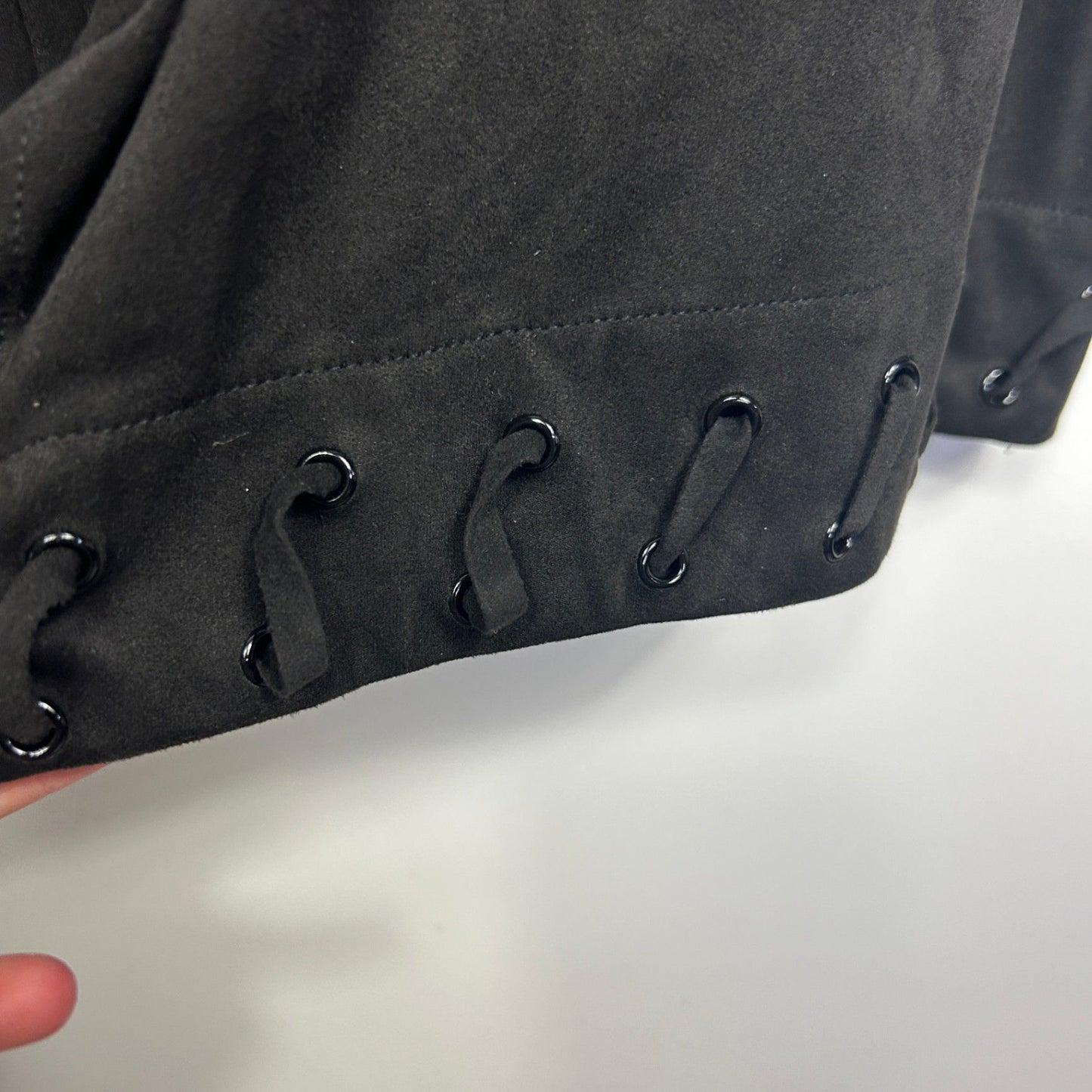 Beme Black Drape Open Waterfall Jacket Plus Faux Suede Size 18