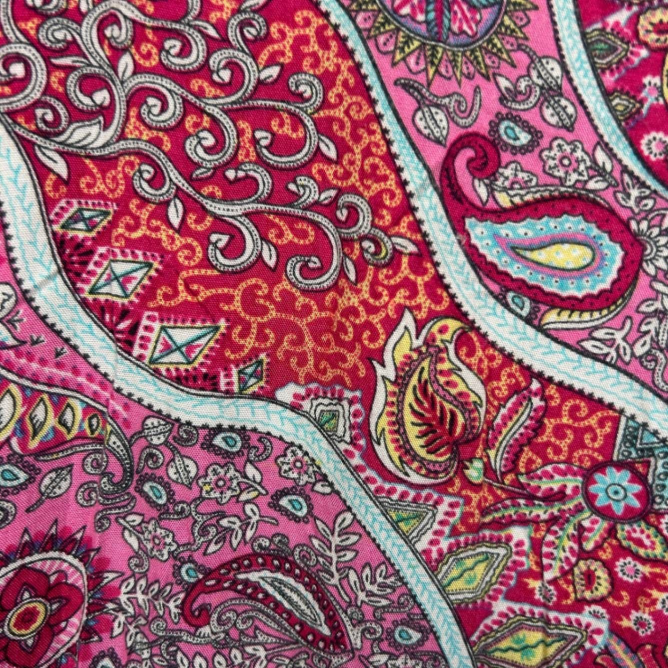 Boho Paisley Print Cold Shoulder Sleeve Rayon Tunic Top 14 16