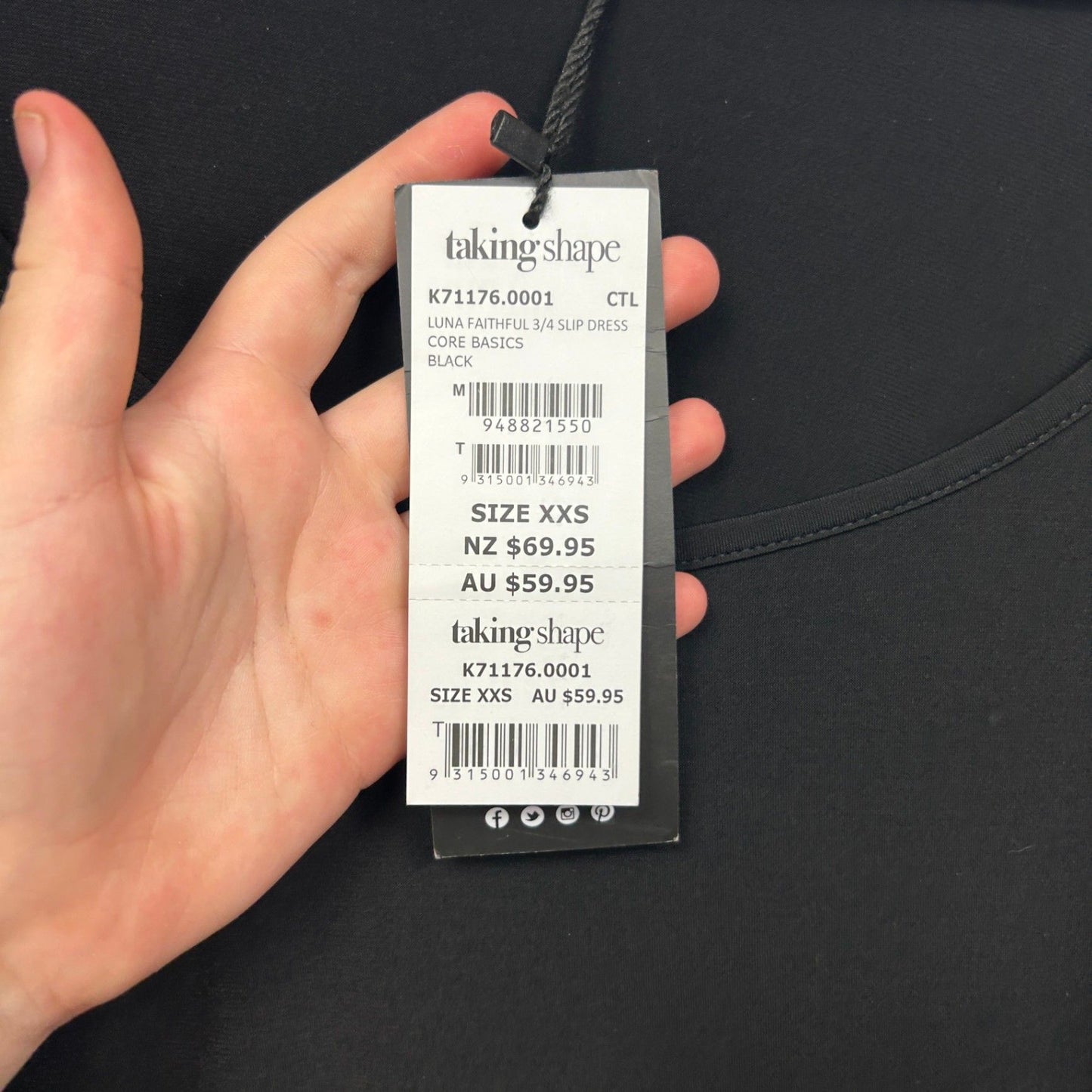 New Taking Shape Basics Black 3/4 Slip Dress Size 12 14 XXS