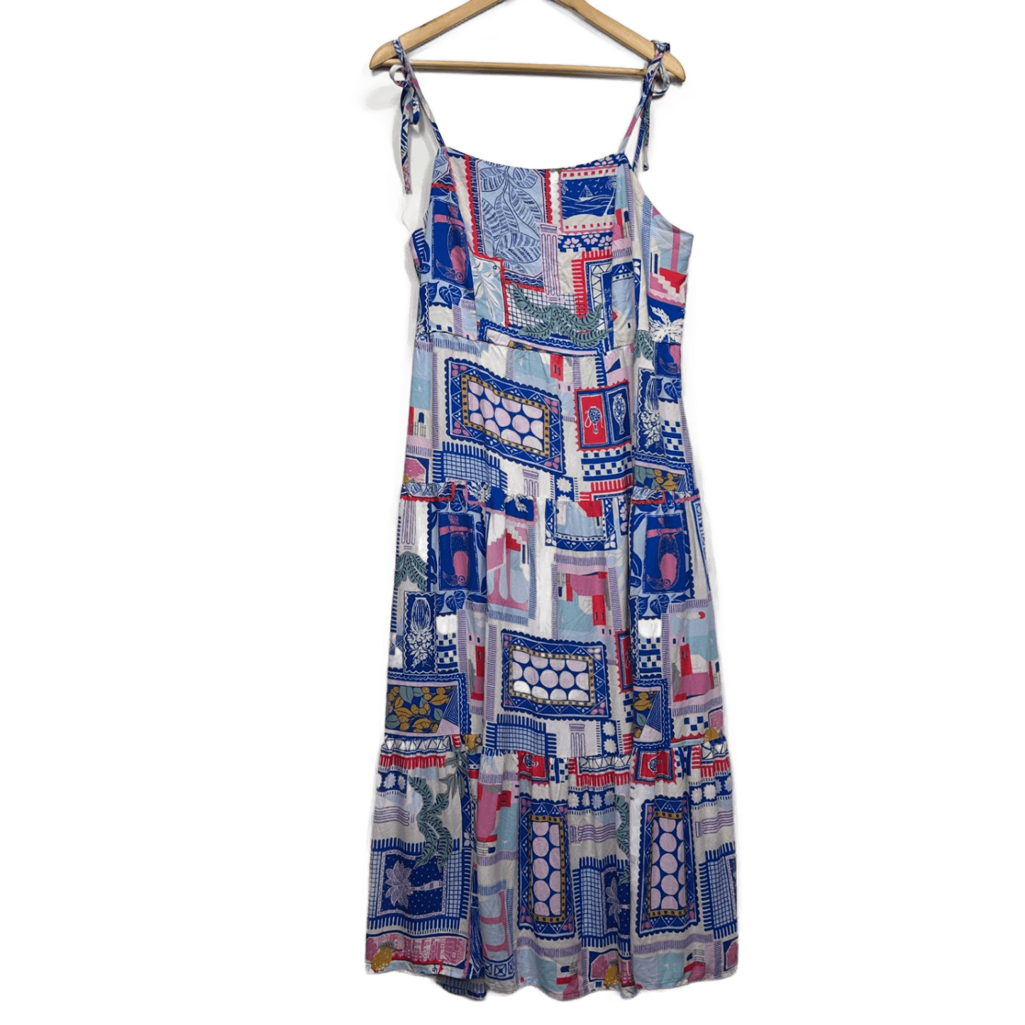 Maxi Dress Size 14 16 Multicoloured Sleeveless Long Length