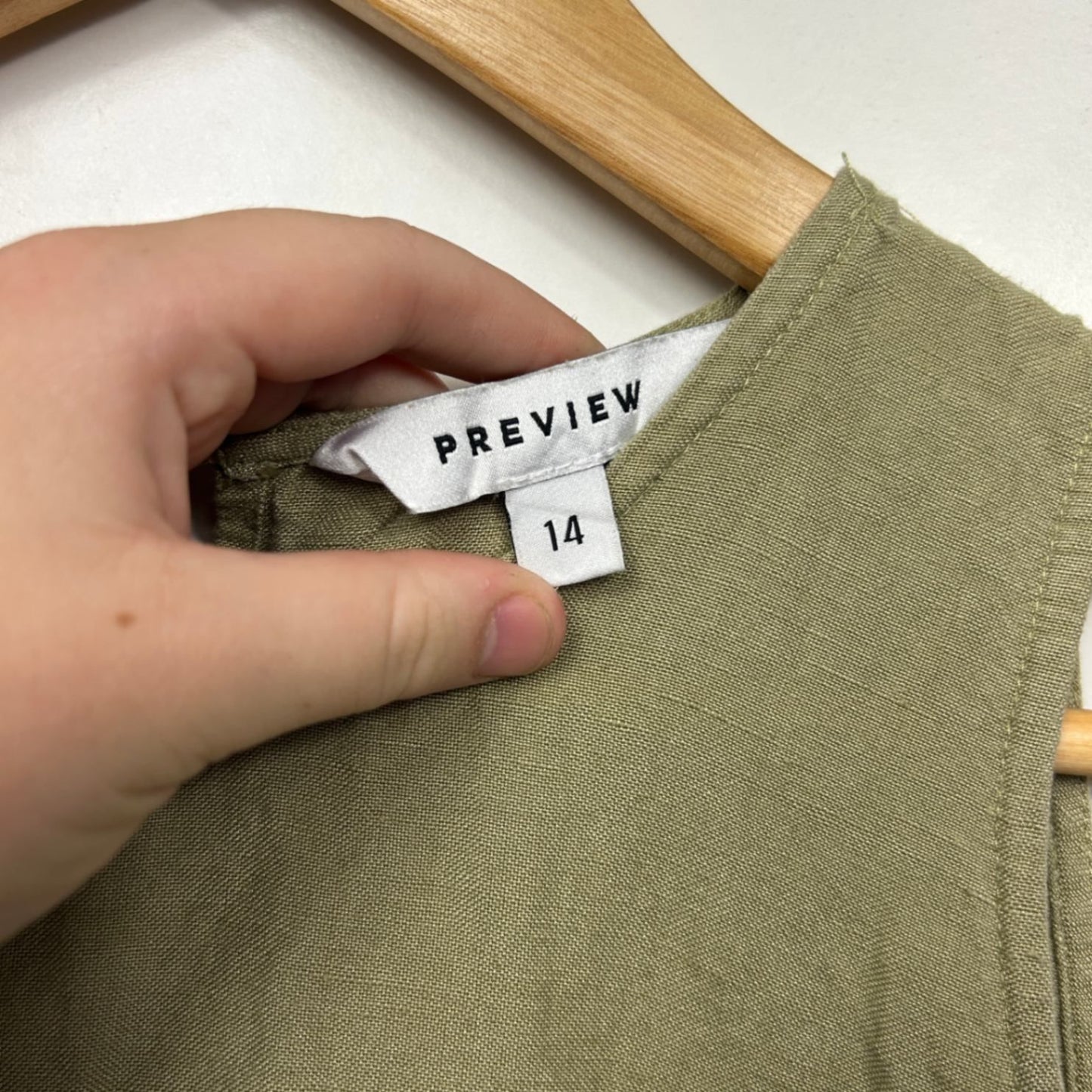 Preview Green Linen Blend Sleeveless Maxi Dress Size 14