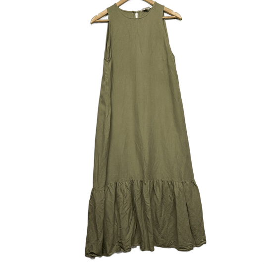 Preview Green Linen Blend Sleeveless Maxi Dress Size 14