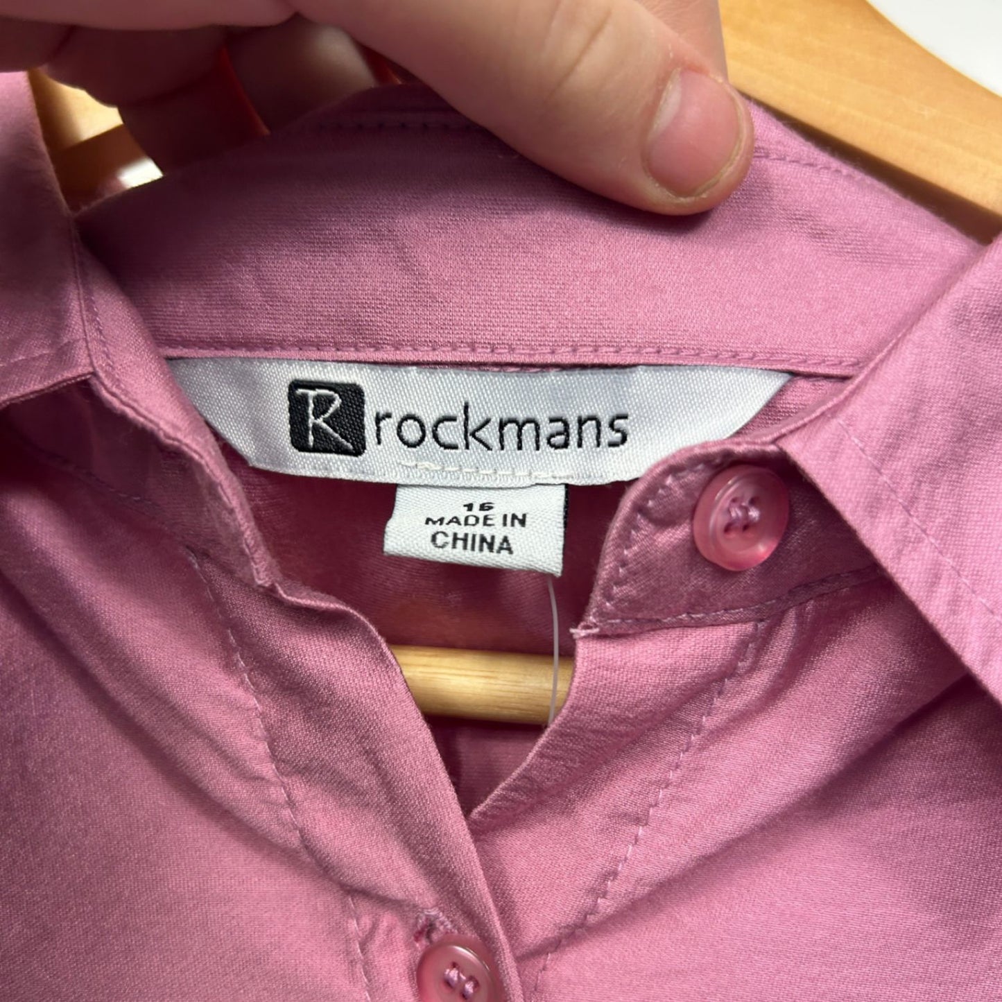 New Rockmans Pink Cotton Blend Button Up Long Sleeve Shirt Blouse Size 16