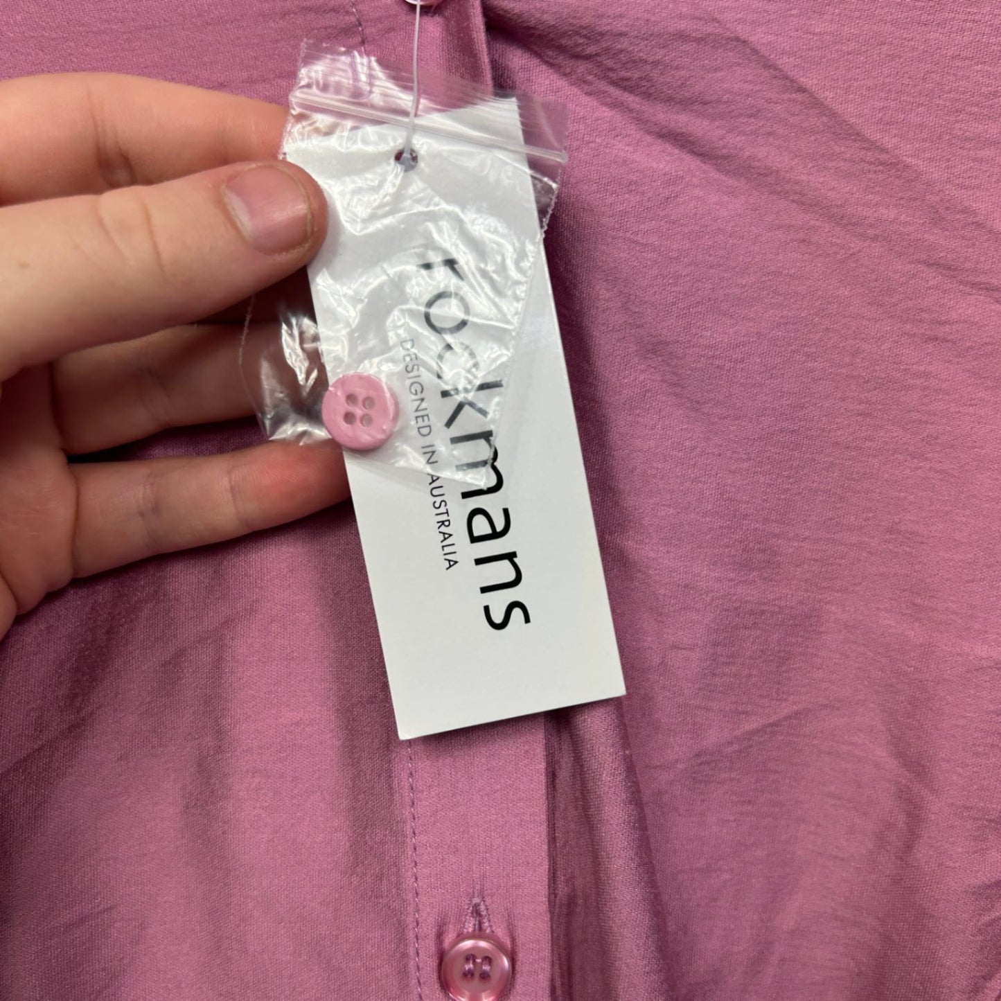 New Rockmans Pink Cotton Blend Button Up Long Sleeve Shirt Blouse Size 16