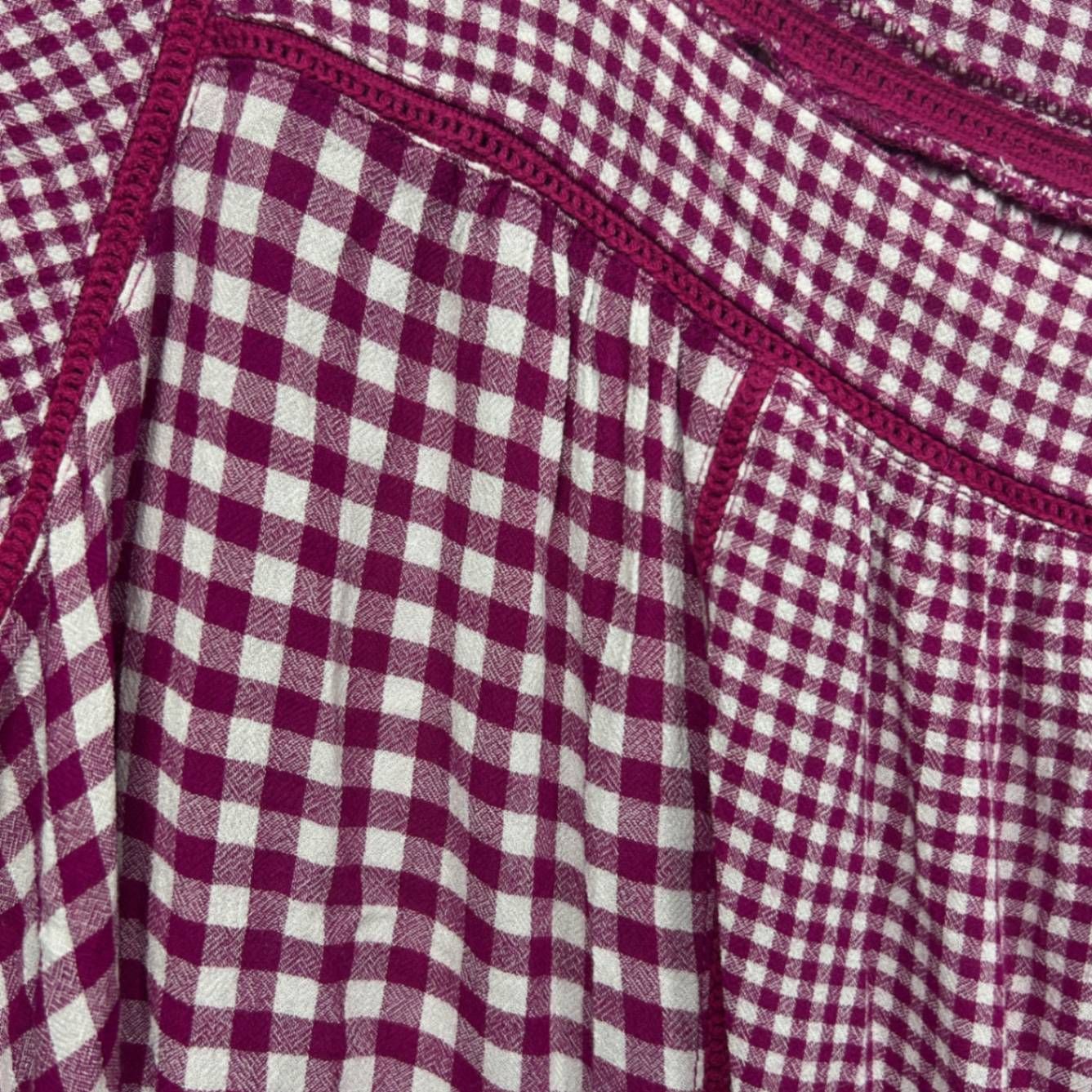 Virtuelle Pink Gingham Check White Viscose Short Sleeve Top Blouse Size 22