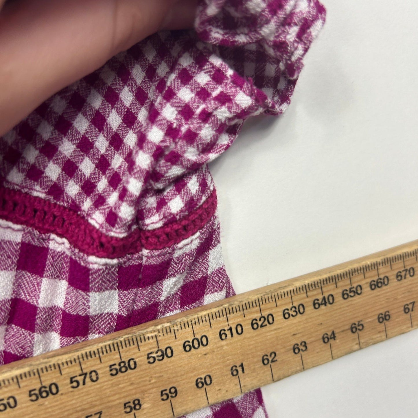Virtuelle Pink Gingham Check White Viscose Short Sleeve Top Blouse Size 22