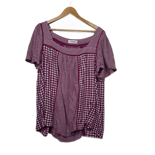 Virtuelle Pink Gingham Check White Viscose Short Sleeve Top Blouse Size 22
