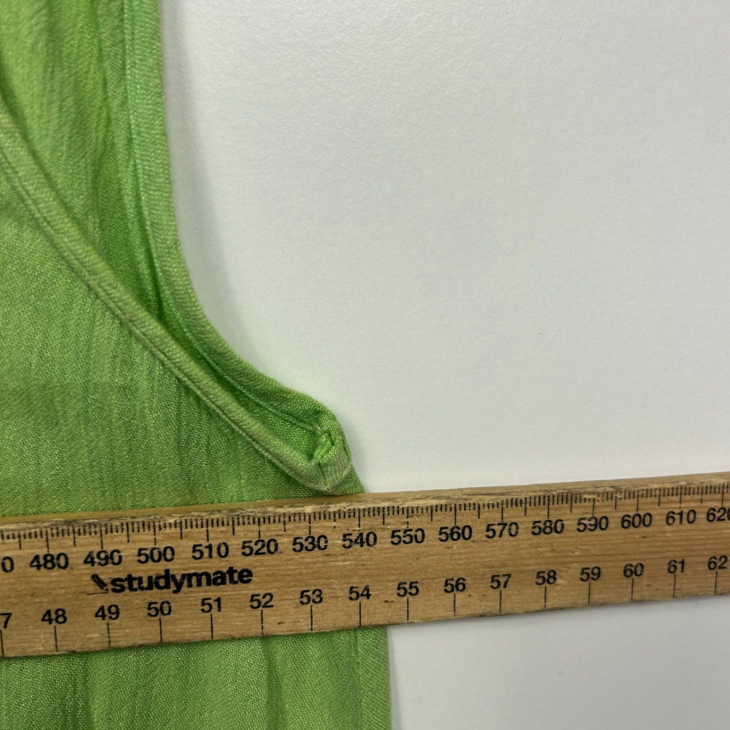 Festival Clothing Green Rayon Sleeveless V-Neck Boho Embroidered Top Size 12 14