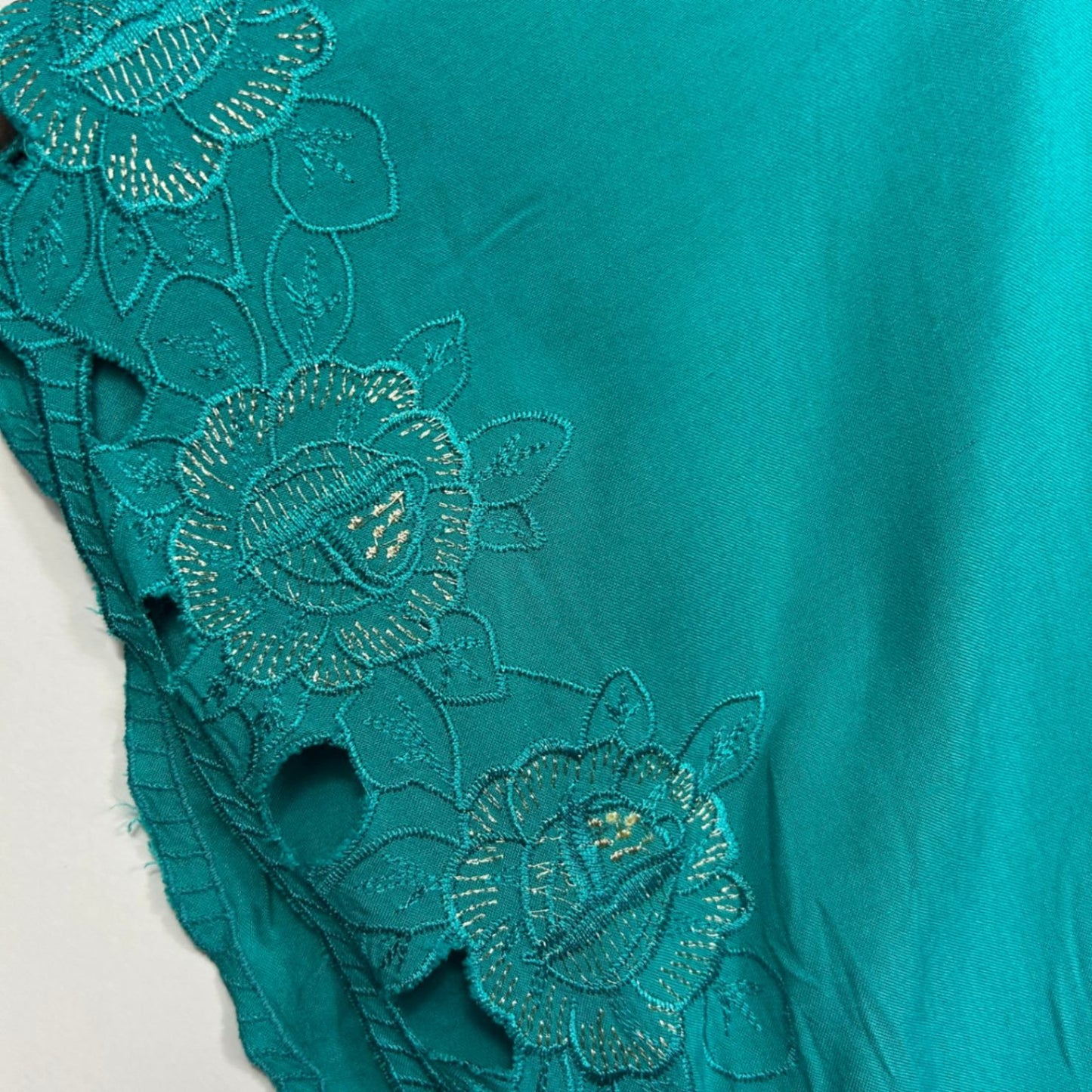 Lilly and Lou Teal Short Sleeve Midi Embroidered Cut Out Boho Dress Size 20