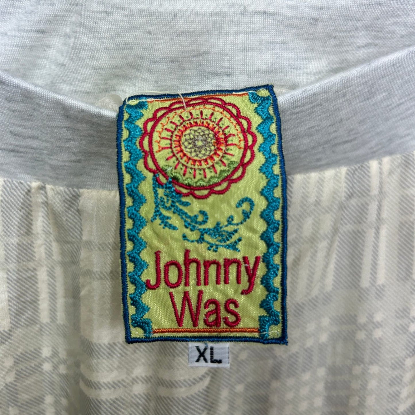 Johnny Was Silk Maxi Skirt Size XL Lined Long Length Floral Check Boho Lined