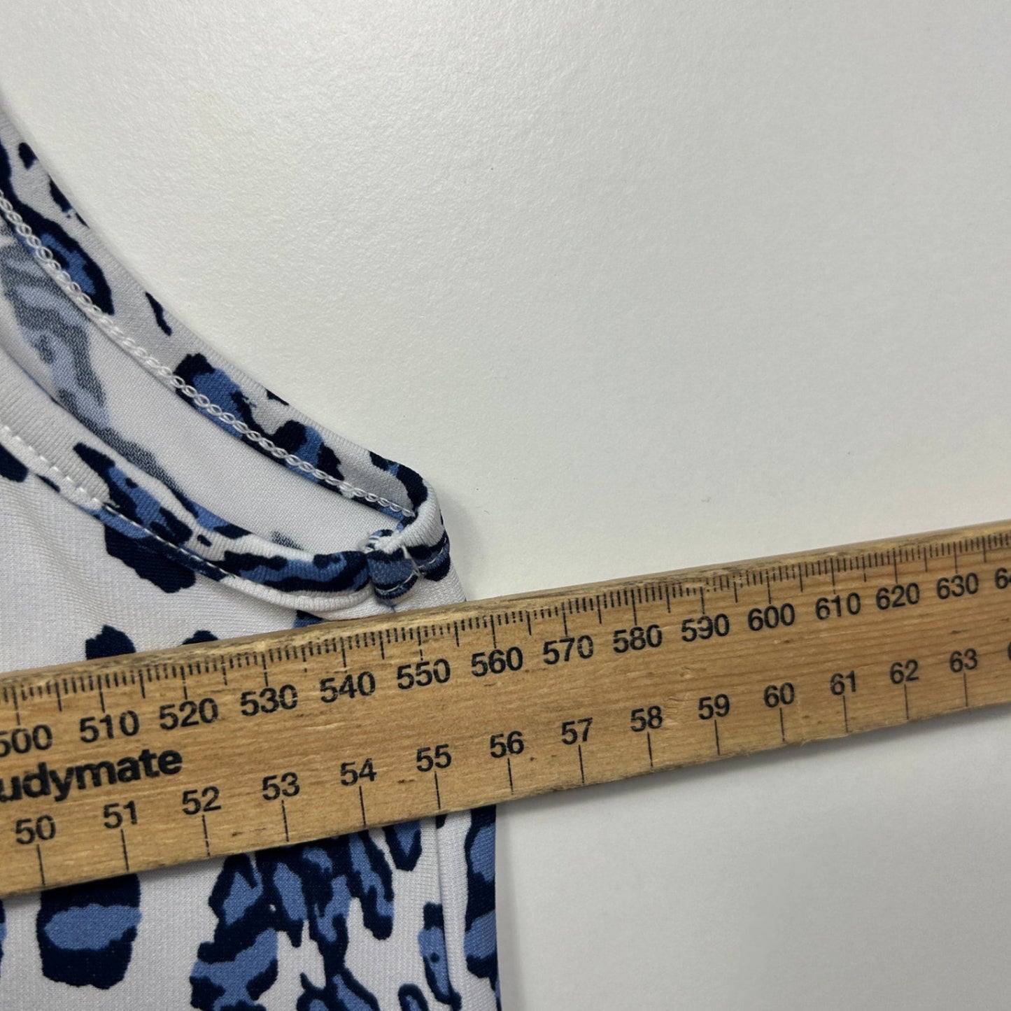 Taking Shape Dress Size 16 Plus Sleeveless Blue White Midi Length Pockets