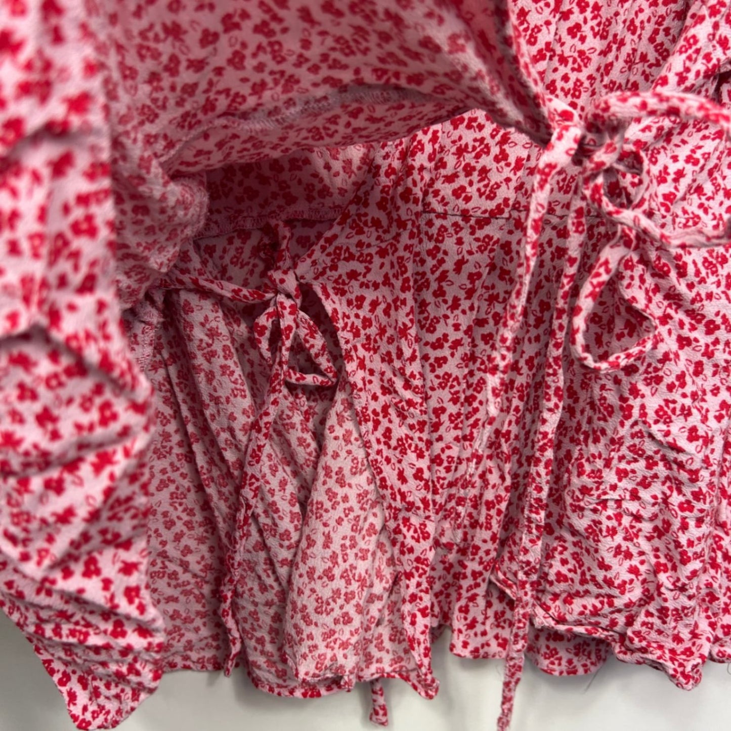 Forever New Pink Viscose Short Sleeve Floral Wrap Top Size 22