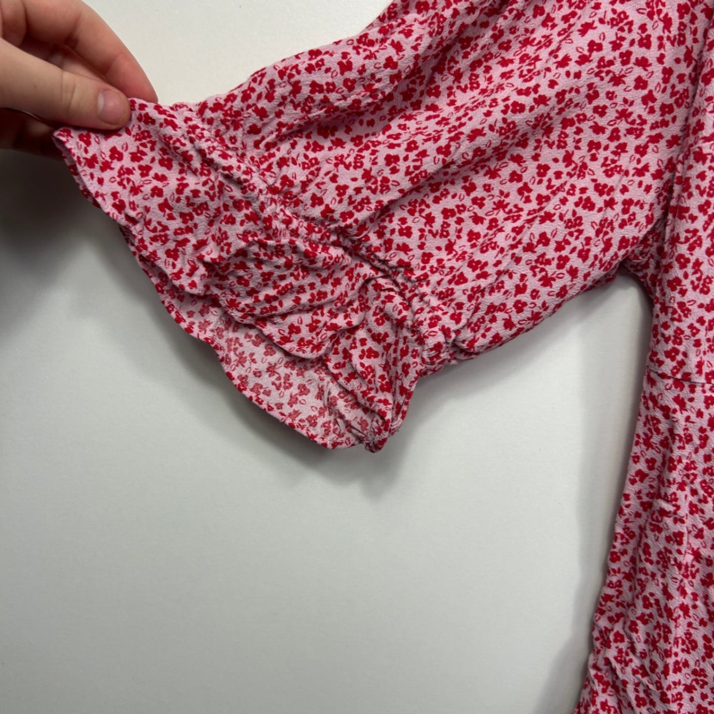 Forever New Pink Viscose Short Sleeve Floral Wrap Top Size 22