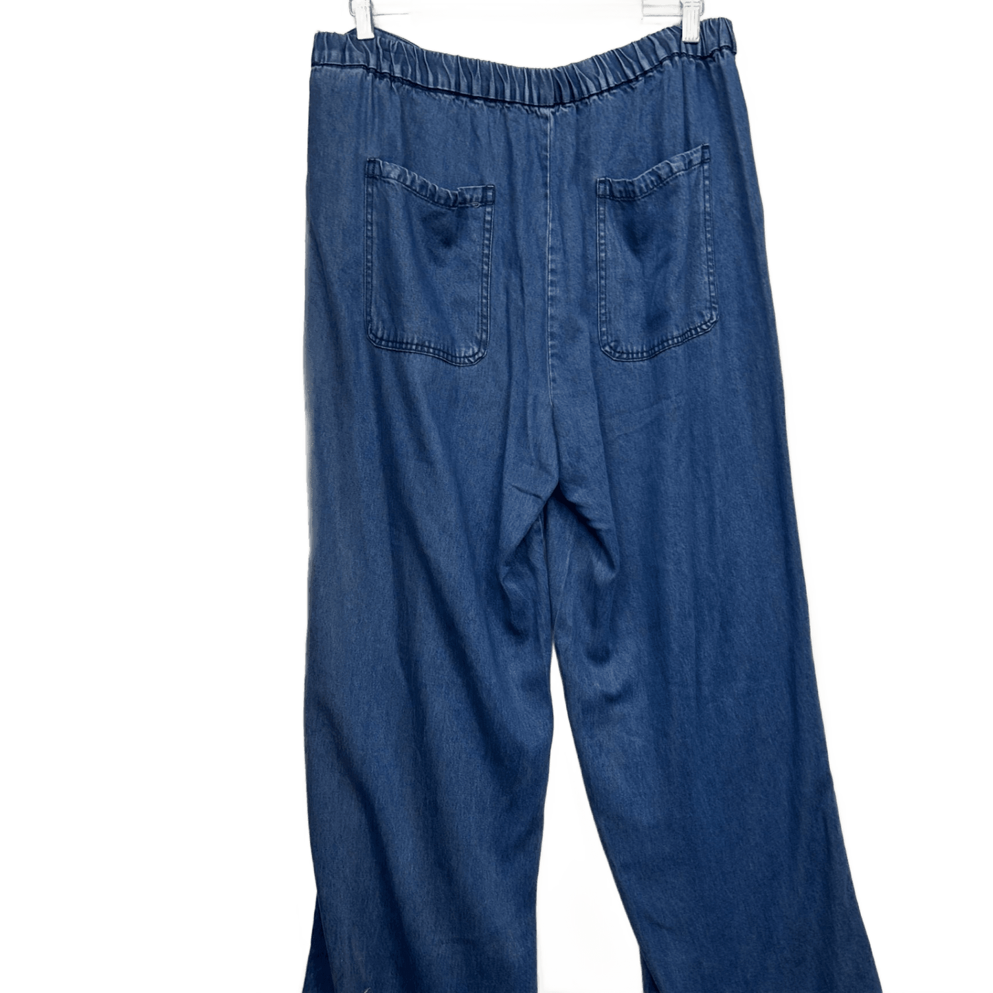 Suzanne Grae Blue Denim Sailor Button Wide Leg High Rise Pants Size 14