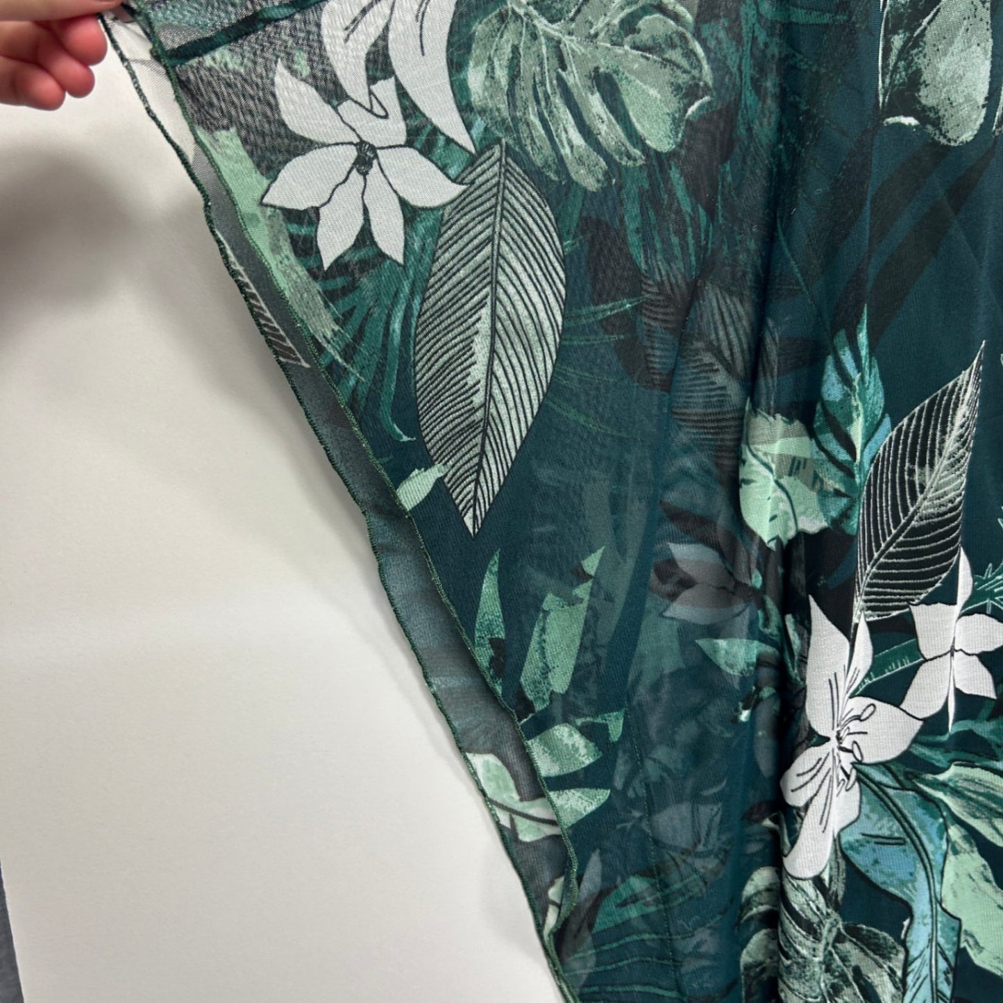 Autograph Green Short Sleeve Lined Tunic Top Floral Blouse Size 20