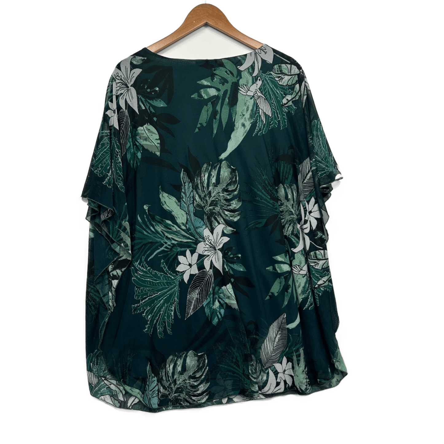 Autograph Green Short Sleeve Lined Tunic Top Floral Blouse Size 20