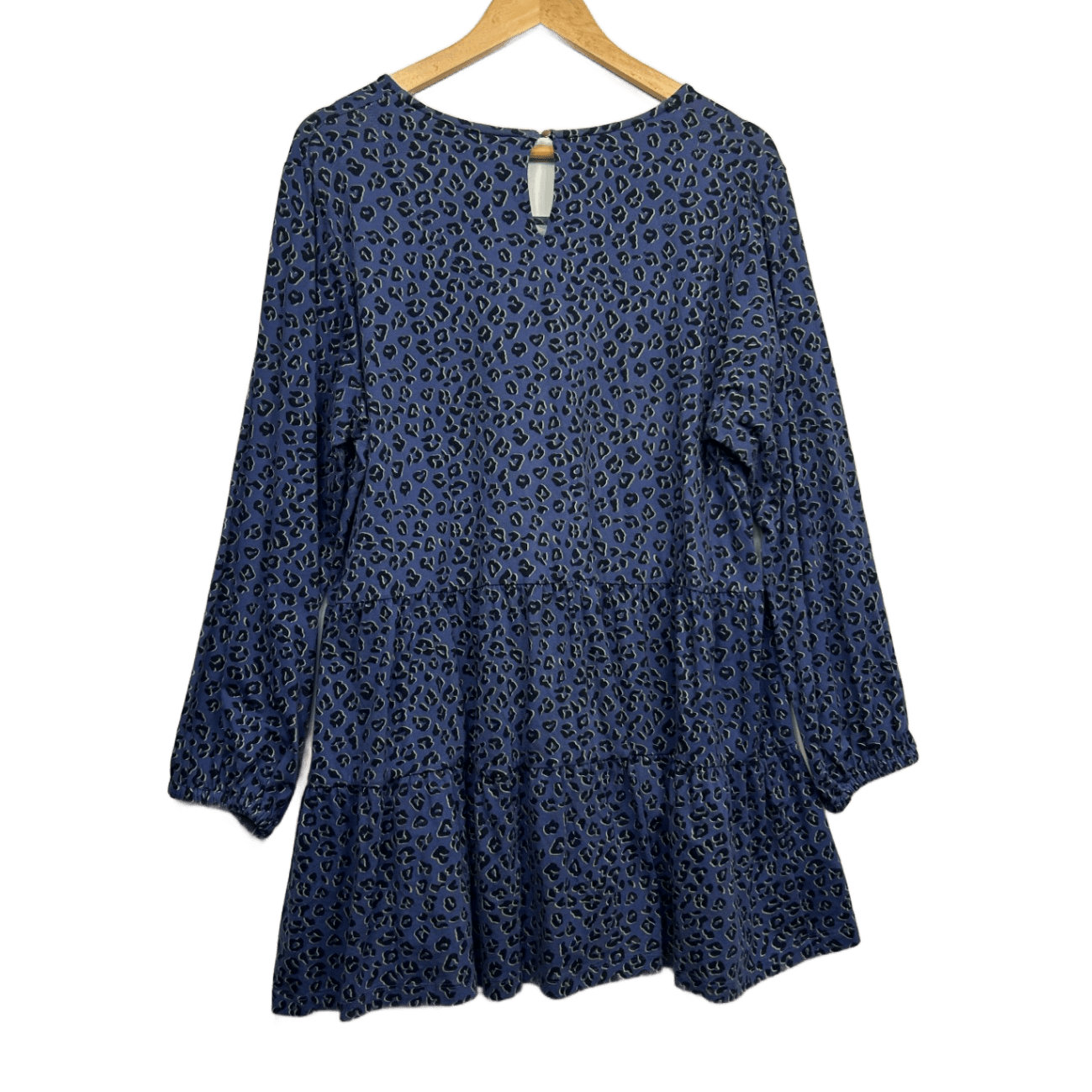 Virtuelle Blue Animal Print Jersey Stretch Tunic Top  Size 16 Cotton Blend