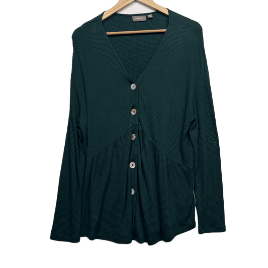 Sussan Peak Top Size 16 XL Green Long Sleeve Button Up Viscose Blend