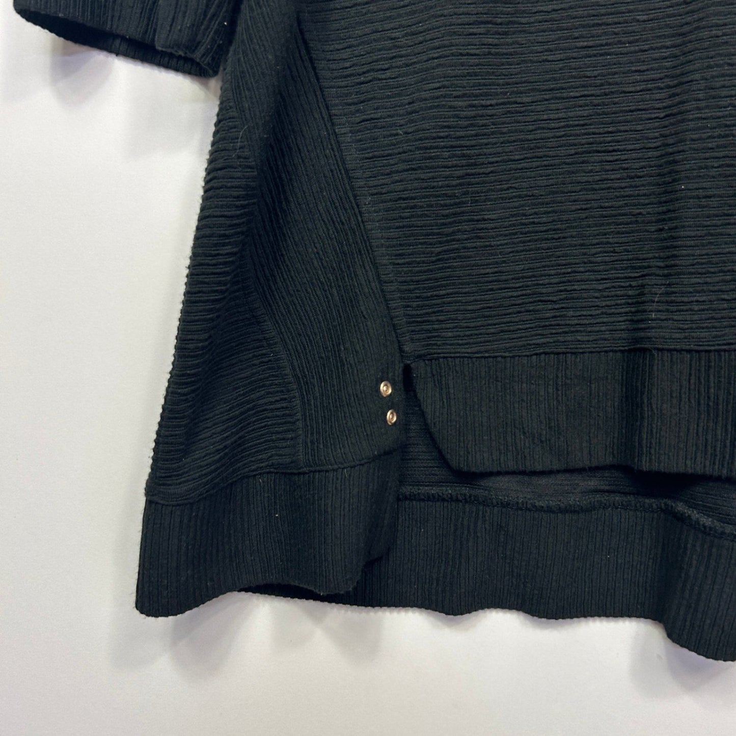 Virtuelle Black Long Sleeve Ribbed Tunic Top Size 16 Small Plus