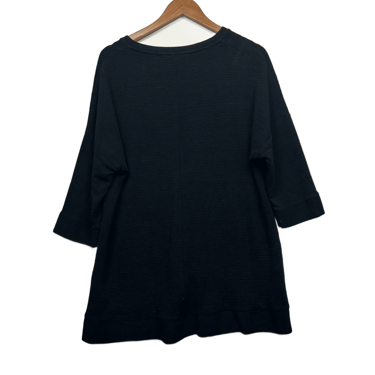 Virtuelle Black Long Sleeve Ribbed Tunic Top Size 16 Small Plus