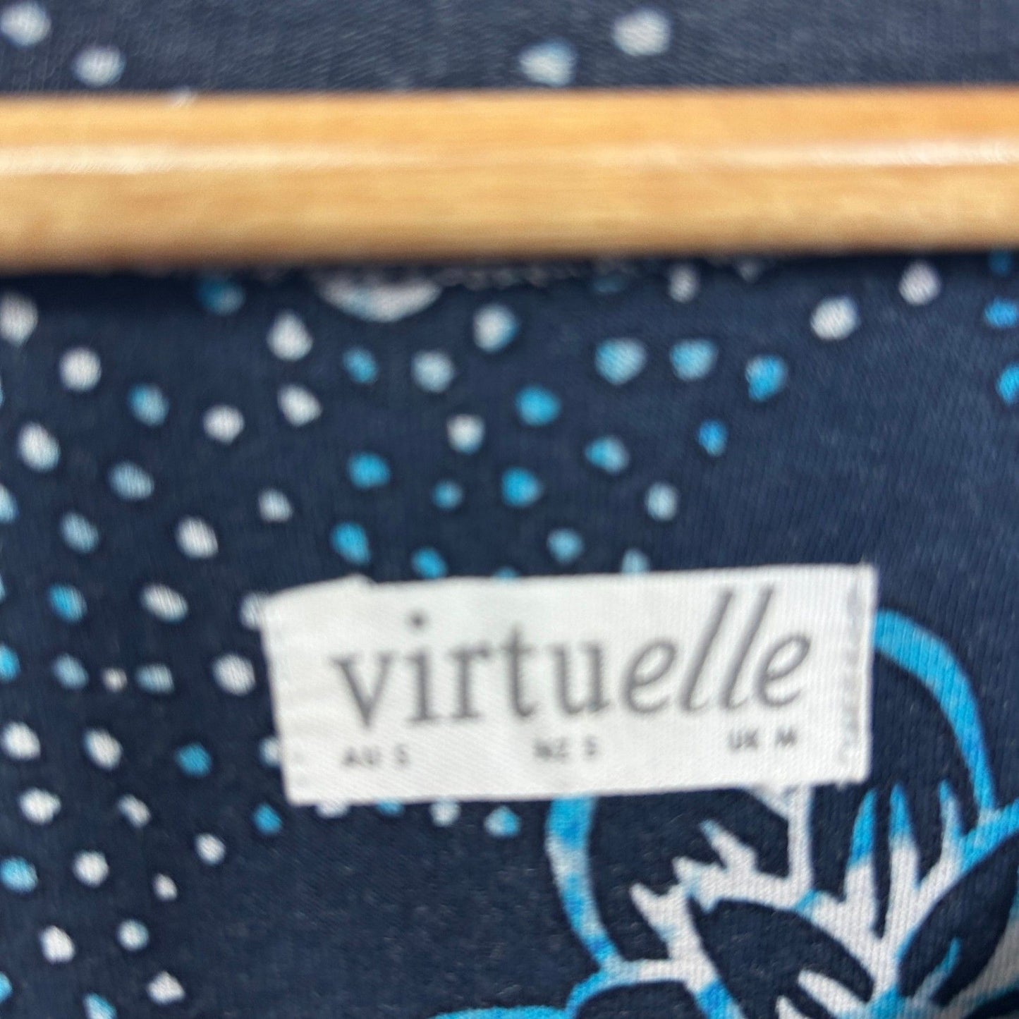 Virtuelle Tunic Top Long Sleeve Size 16 Small Plus Blue Hi Low Hem Viscose