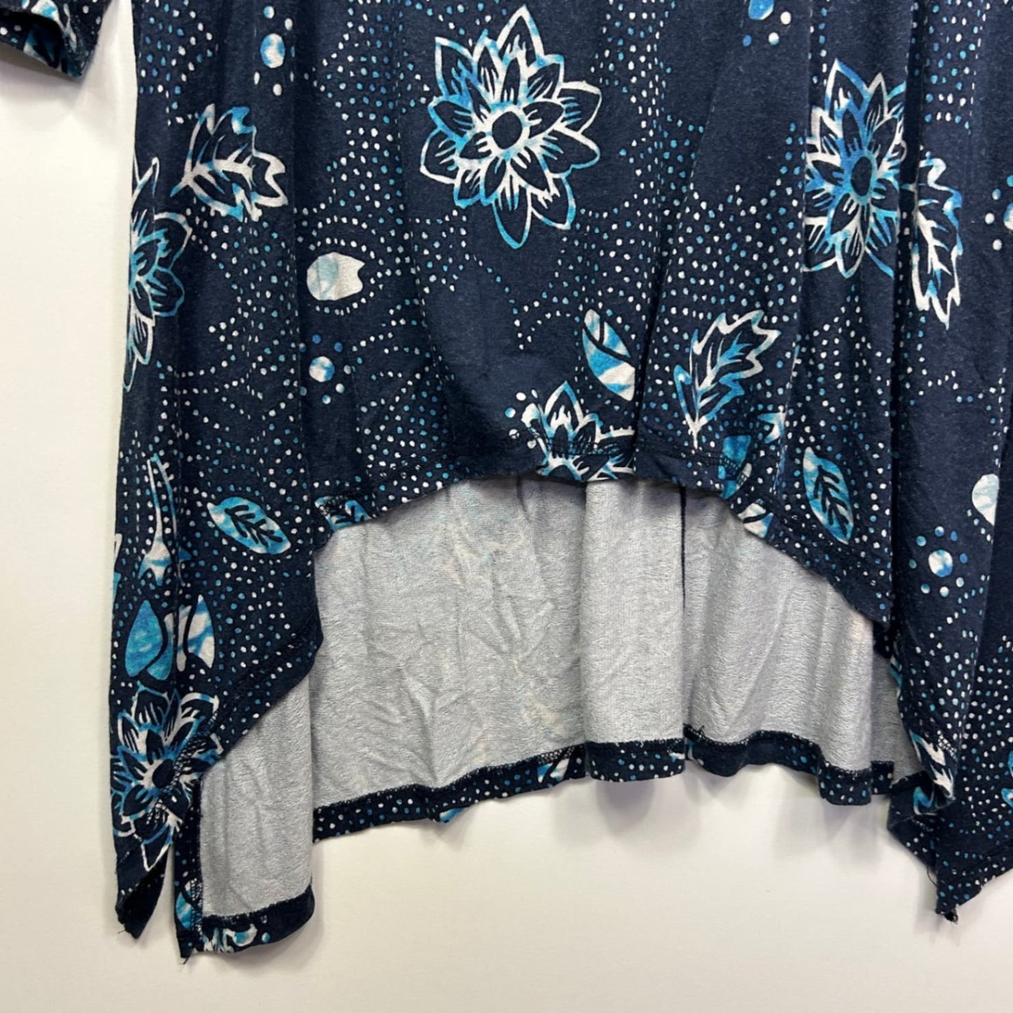 Virtuelle Tunic Top Long Sleeve Size 16 Small Plus Blue Hi Low Hem Viscose