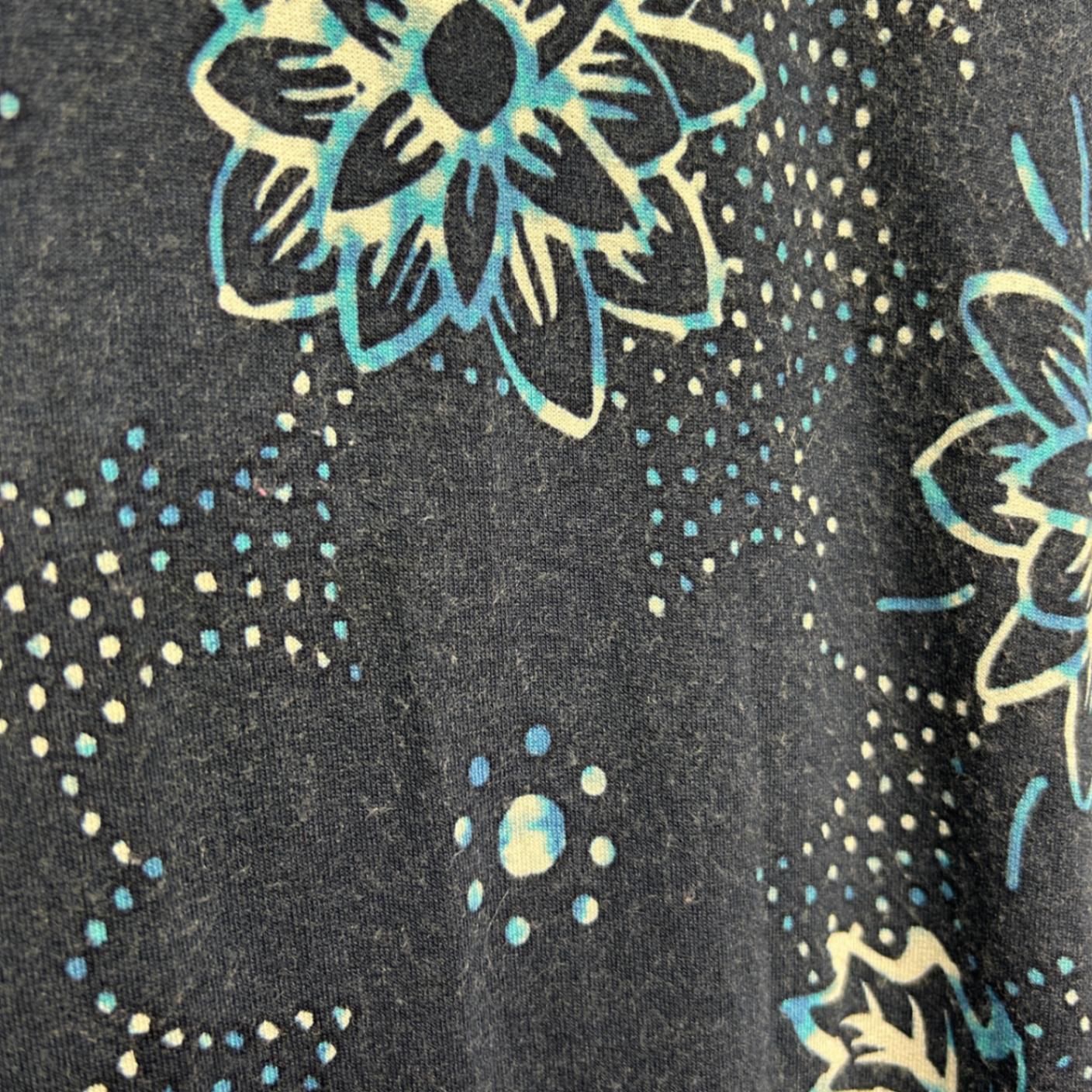 Virtuelle Tunic Top Long Sleeve Size 16 Small Plus Blue Hi Low Hem Viscose