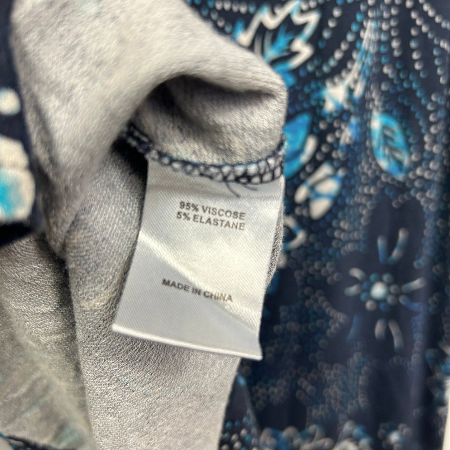 Virtuelle Tunic Top Long Sleeve Size 16 Small Plus Blue Hi Low Hem Viscose